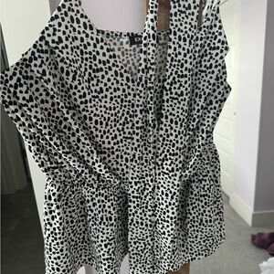 Express Black and White Peplum Blouse